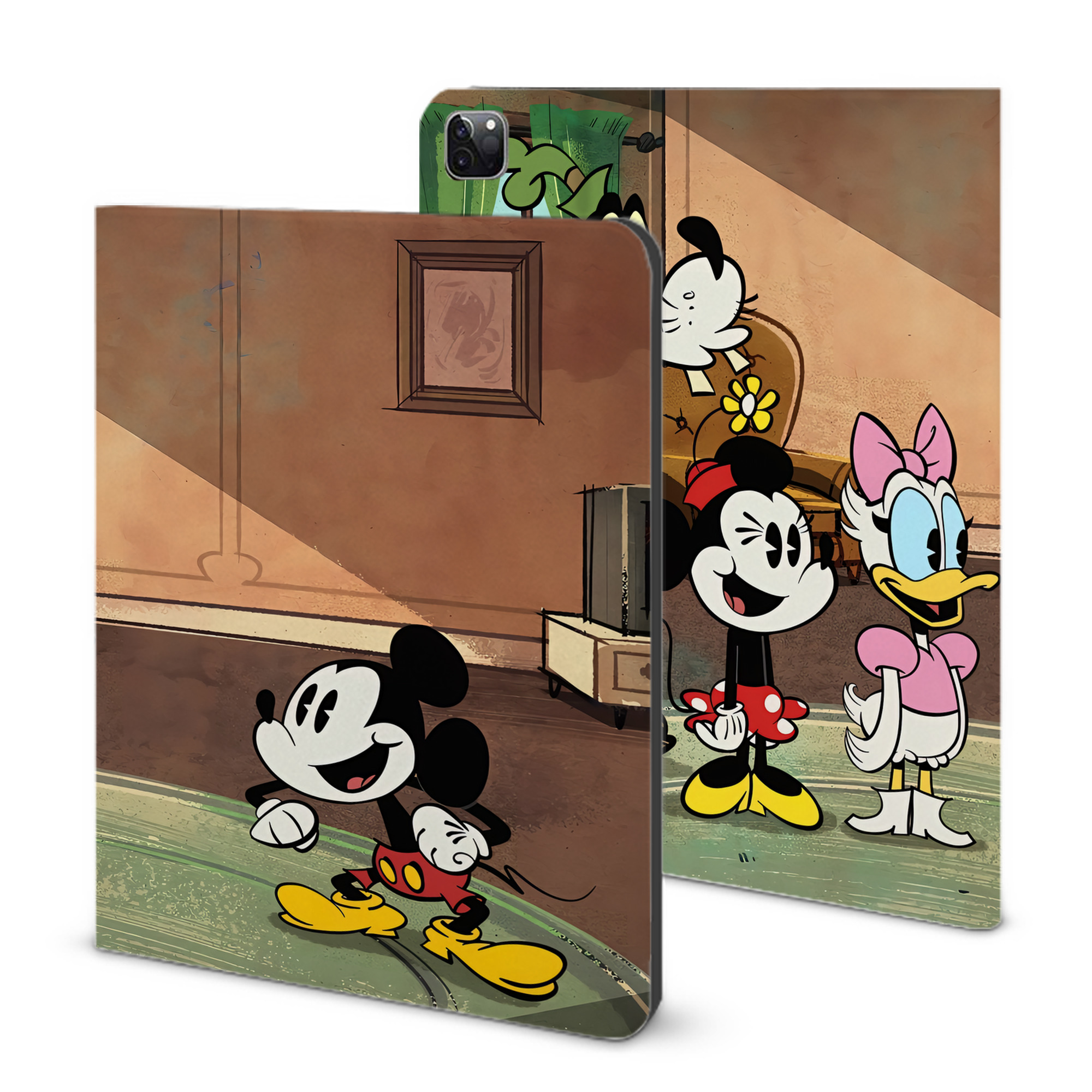 （画像用） ミッキーマウス Mickey Mouse IPad ケース ブック型 PUレザー TPU 耐衝撃 軽量 薄型 ペン収納なし 全面保護 IPad 各モデル対応